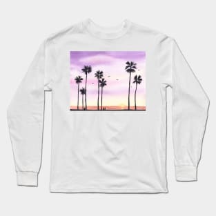 Tropical Island Watercolor Art Long Sleeve T-Shirt